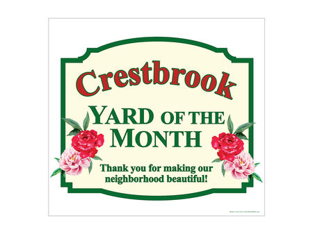 Crestbrook Yard of the Month sign image
