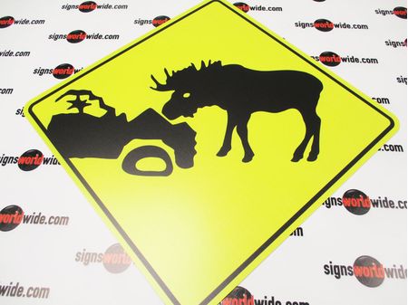 Moose Crushing Car Sign Image 1