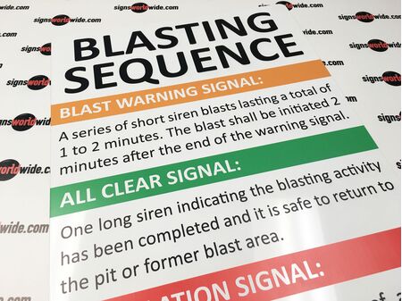 Blasting Sequence 36"h x 24"w Sign Image 2