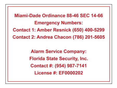 Miami-Dade Ordinance 18x24 Coroplast Sign Image
