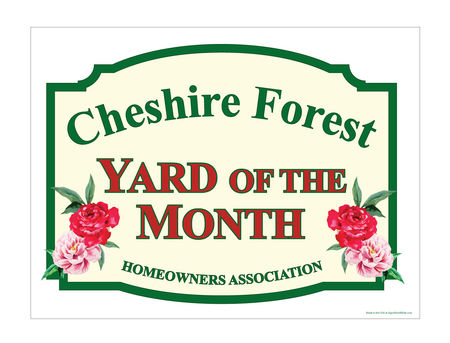 Cheshire Forest Yard of the Month sign image