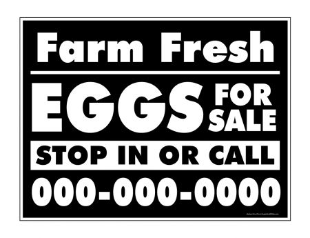 Farm Fresh Eggs B&W phone number sign image