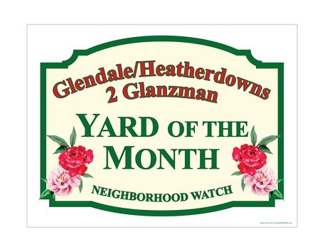 Glendale Yard of the Month sign image