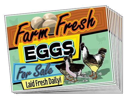 Ten Farm Fresh Eggs Retro Signs Image