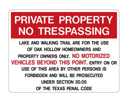 Private Property No Trespassing Section 30.05 TPC Sign image