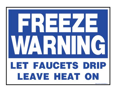 Freeze Warning Blu&W Aluminum sign image