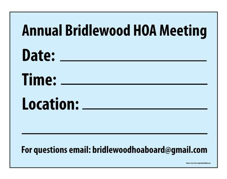 Annual Bridlewood HOA Meeting sign image v2