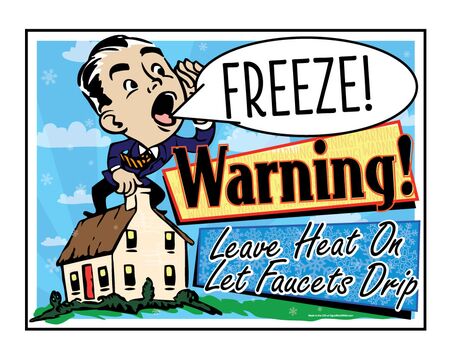 Retro Freeze Warning 18 x 24 Coroplast Sign Image