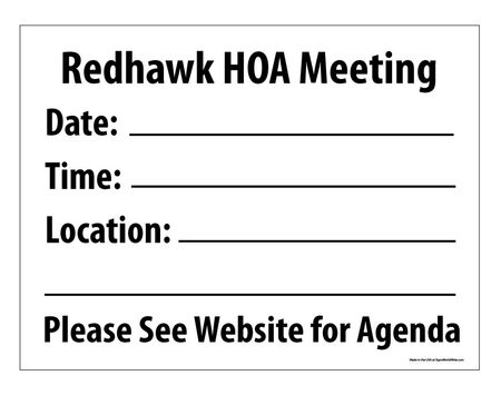 Redhawk HOA Meeting 18x24 Sign Image