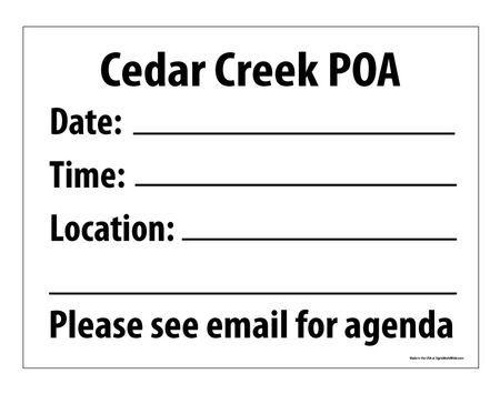 Cedar Creek POA 18x24 Sign Image