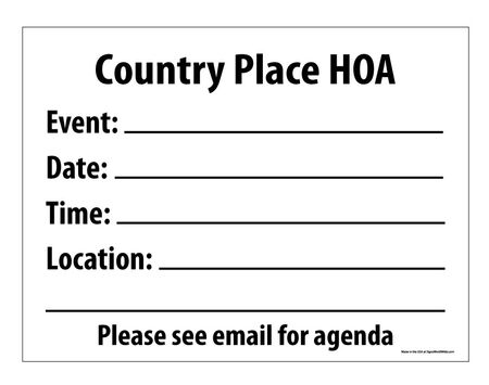 Country Place HOA 18x24 Sign Image