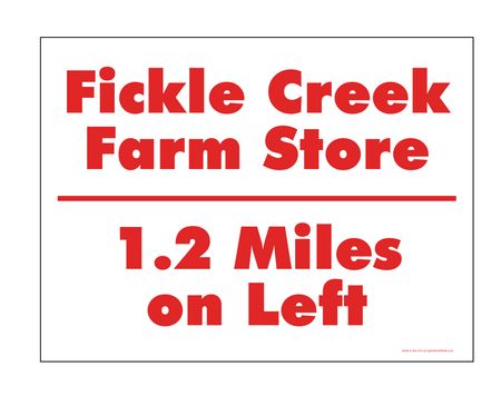 Fickle Creek 1.2 Miles sign image