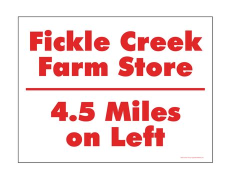Fickle Creek 4.5 Miles sign image