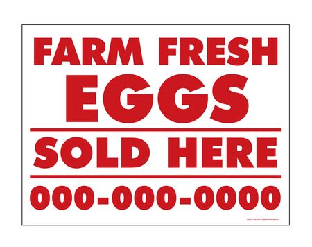 Farm Fresh Eggs Sold Here Phone Number Sign 18x24