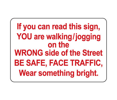 Jogging Wrong Side aluminum sign image