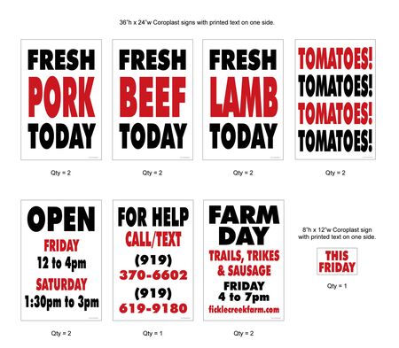 Fickle Creek Fresh Today yard sign kit v3