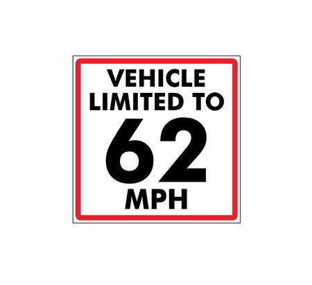 This vehicle limited to 62mph decal image