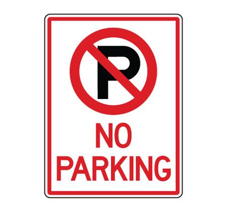 No Parking Symbol with Text Aluminum Sign