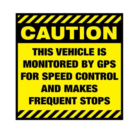 Caution Frequent Stops 12x12 decal image