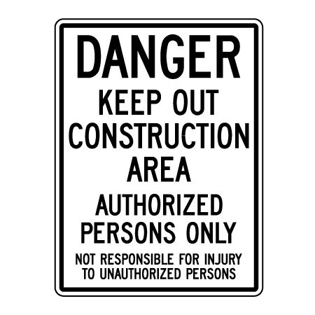 Danger Construction Area sign image