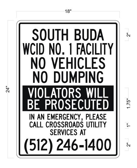 South Buda WCID
 24x18 Sign image