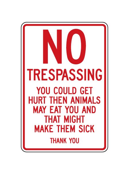 No Trespassing Sick Animals sign image