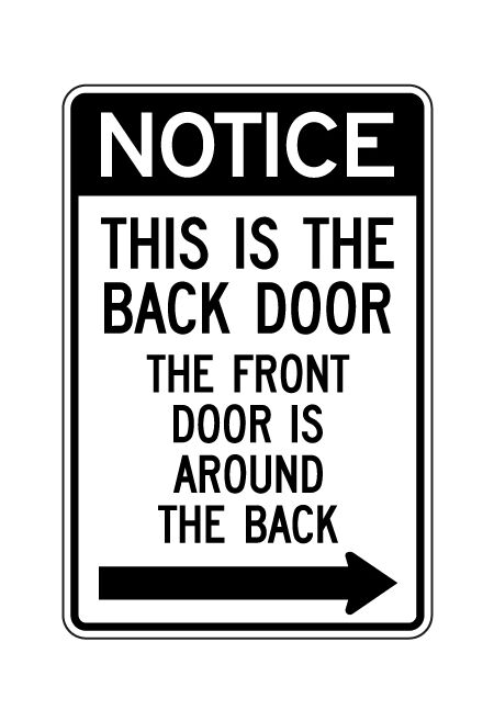 This Is the Back Door Aluminum Sign Image Black