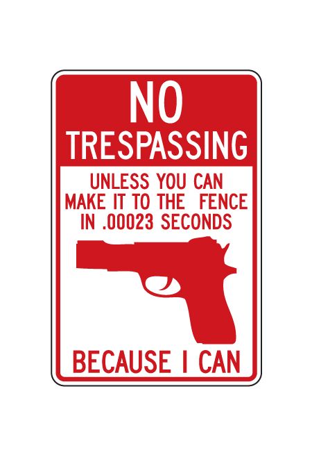 No Trespassing Gun sign image