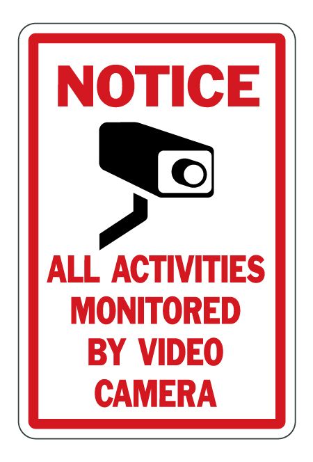 Video Camera In Use 12 x 18 Aluminum Sign 