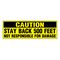 Caution Stay Back 500 Feet decal image