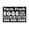 Farm Fresh Eggs B&W phone number 12x18 sign image