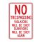 No Trespassing Violators Shot sign image
