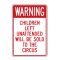 Warning Children Left Unattended sign image