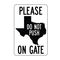 Texas Do Not Push aluminum sign image