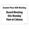 Greater Pines HOA Board Meeting Time Sign Image