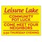 Leisure Lake Community Pot Luck Meet Neighbors yard sign image